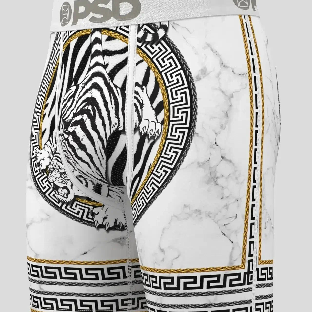 PSD Rich Tiger, Standard Length Underwear 7" Boxer Briefs - White