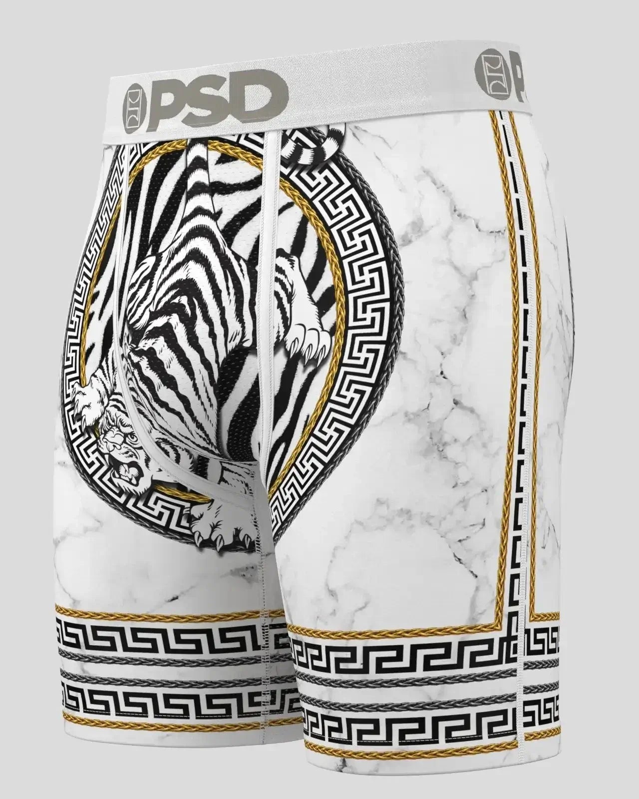 PSD Rich Tiger, Standard Length Underwear 7" Boxer Briefs - White