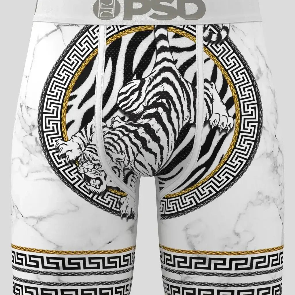 PSD Rich Tiger, Standard Length Underwear 7" Boxer Briefs - White
