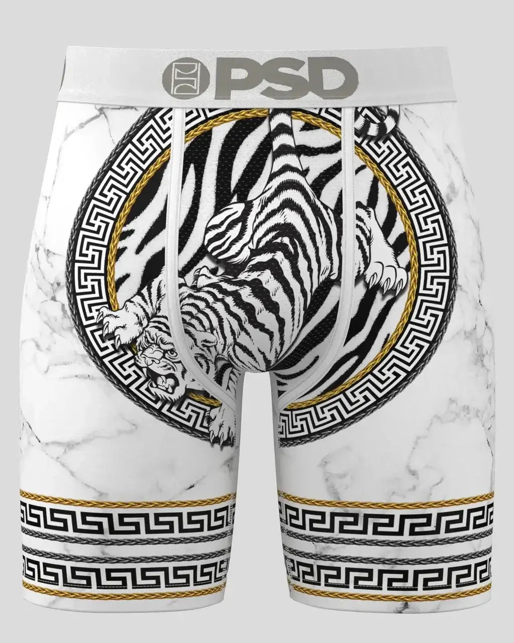 PSD Rich Tiger, Standard Length Underwear 7" Boxer Briefs - White