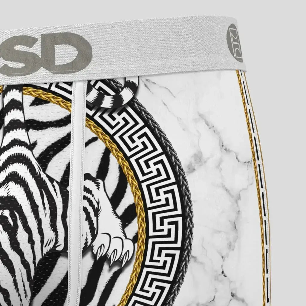 PSD Rich Tiger, Standard Length Underwear 7" Boxer Briefs - White