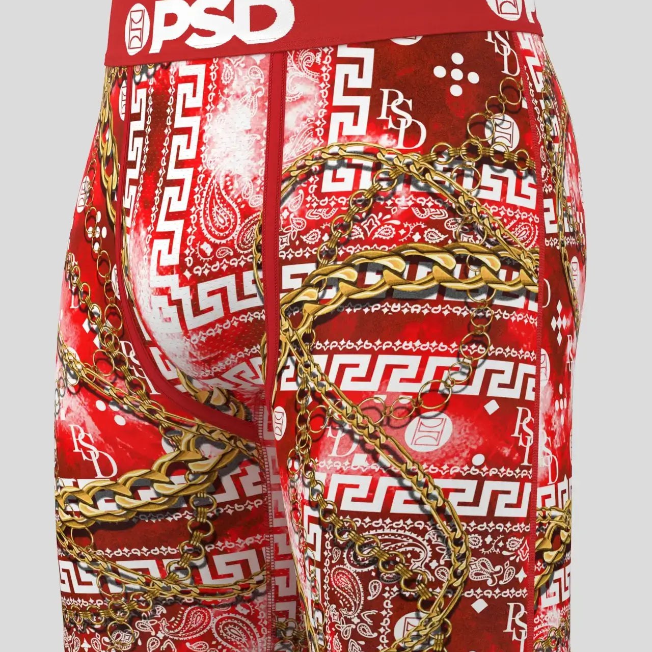 PSD Men's Paisley 7" Boxer Briefs - Red/Gold