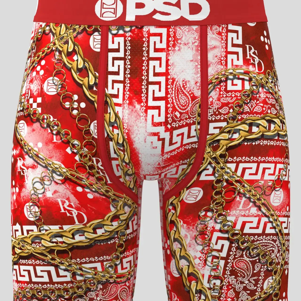 PSD Men's Paisley 7" Boxer Briefs - Red/Gold