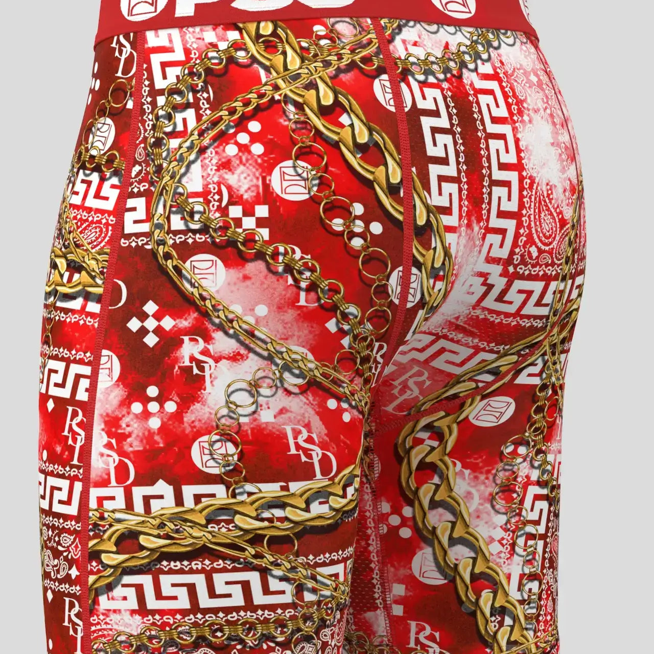 PSD Men's Paisley 7" Boxer Briefs - Red/Gold