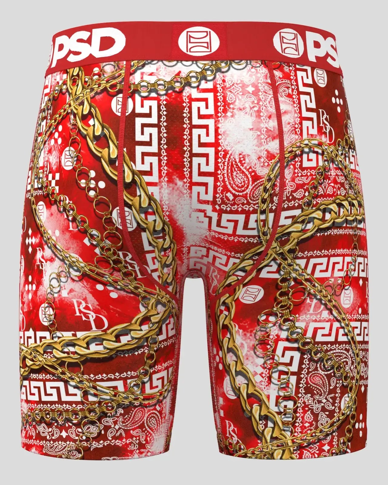 PSD Men's Paisley 7" Boxer Briefs - Red/Gold