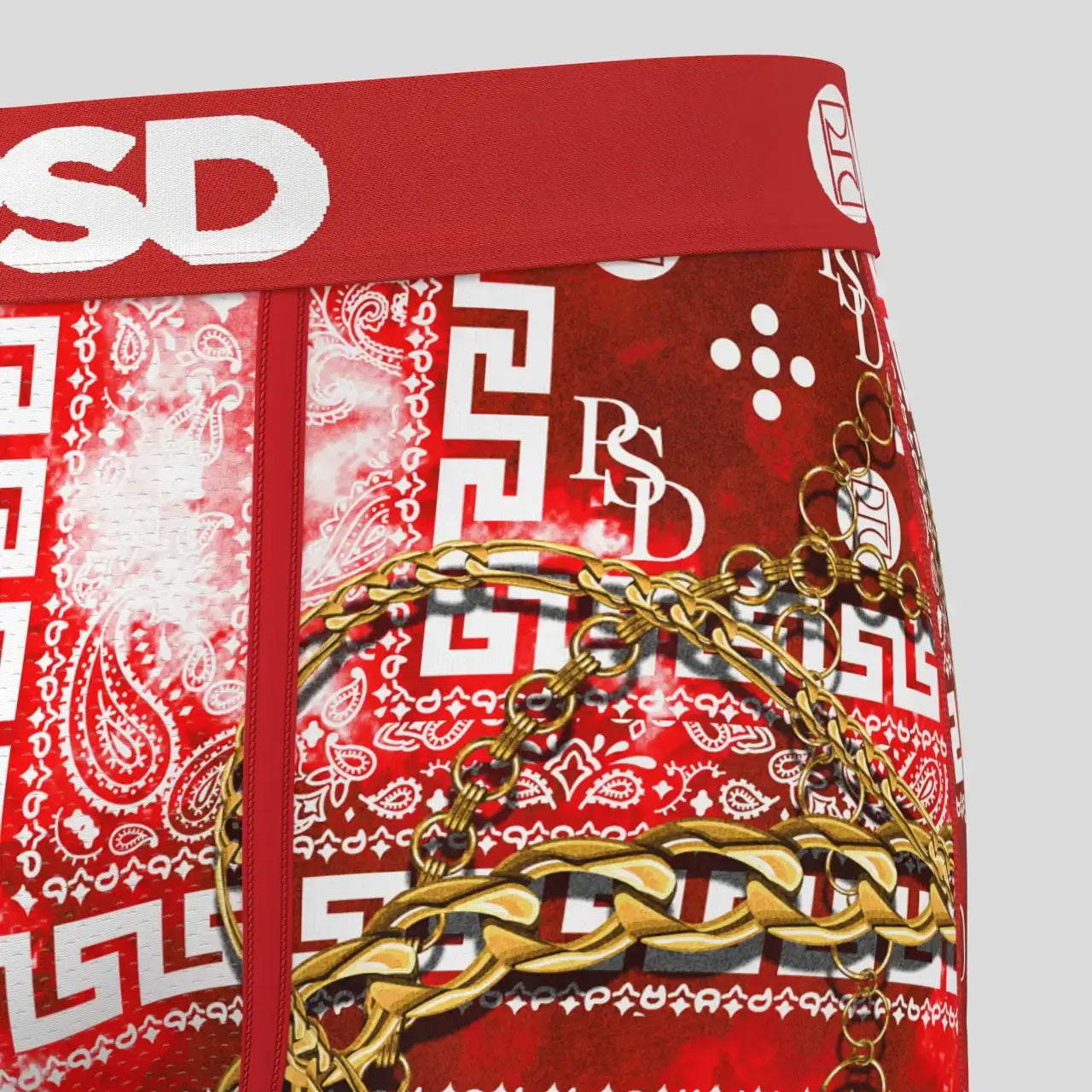 PSD Men's Paisley 7" Boxer Briefs - Red/Gold