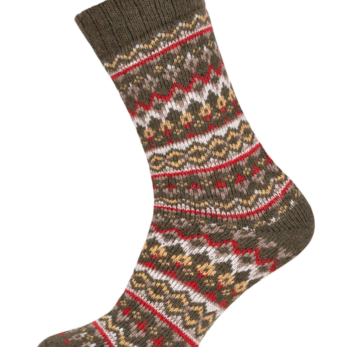 Hygge Nordic Wool Socks Olive | Thick Norwegian Winter Socks