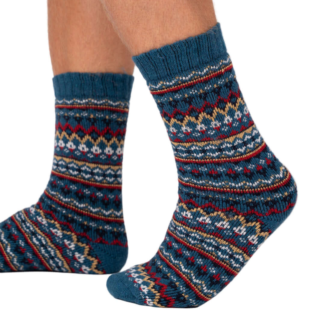Hygge Nordic Design Wool Socks – Blue | Warm Norwegian Winter Socks