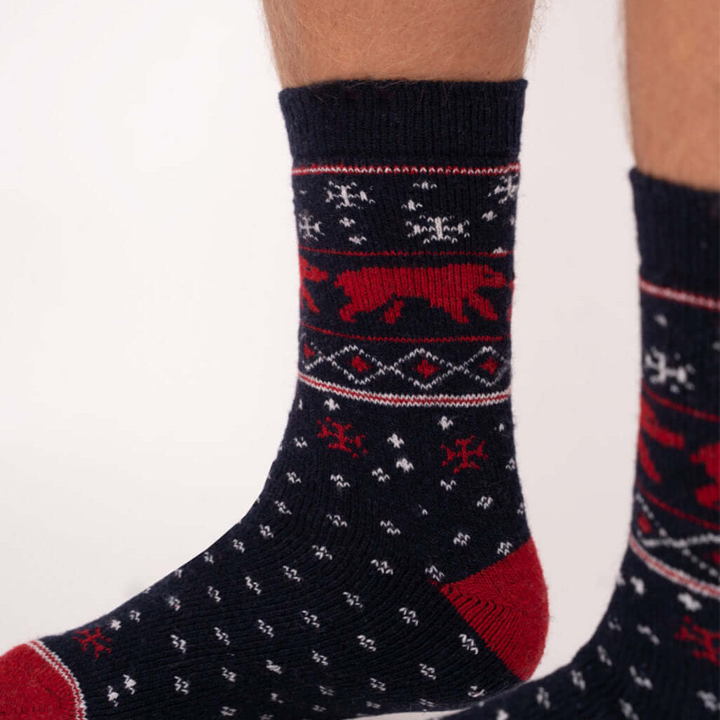 Polar Bear Wool Socks | Norwegian Style Nordic Design Winter Socks, Pack of 1