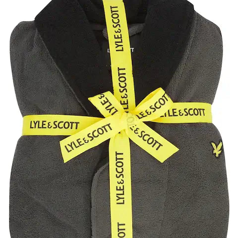 Lyle & Scott Adrian Contrast Collar And Belt Bath Robe - Grey