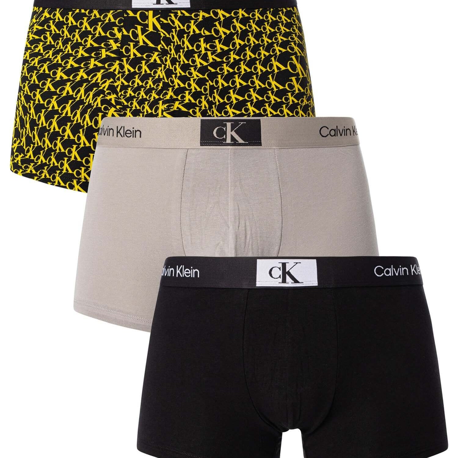 Calvin Klein 3 Pack CK96 Trunks - Black/Grey/Print