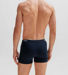 BOSS – 3 Pack Stretch Cotton Boxer Briefs with Logo Waistbands – Dark Blue