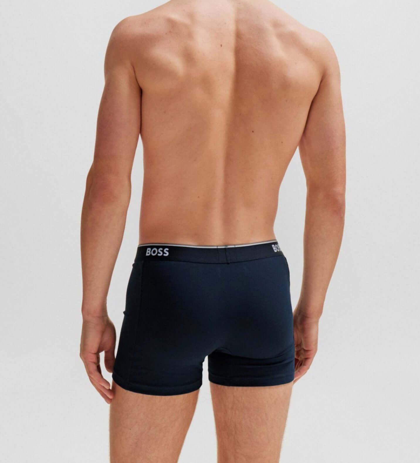 BOSS – 3 Pack Stretch Cotton Boxer Briefs with Logo Waistbands – Dark Blue