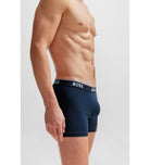 BOSS – 3 Pack Stretch Cotton Boxer Briefs with Logo Waistbands – Dark Blue