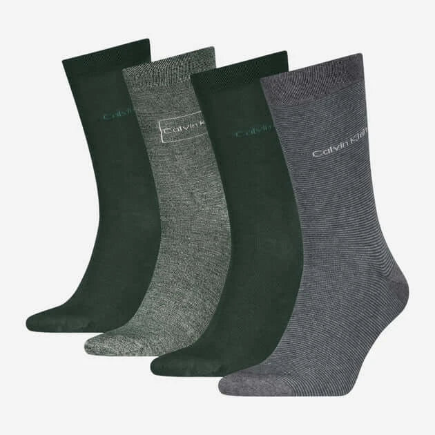 Calvin Klein 4 Pack Crew Socks Gift Box | Green & Grey Men’s Socks UK 6.5–11