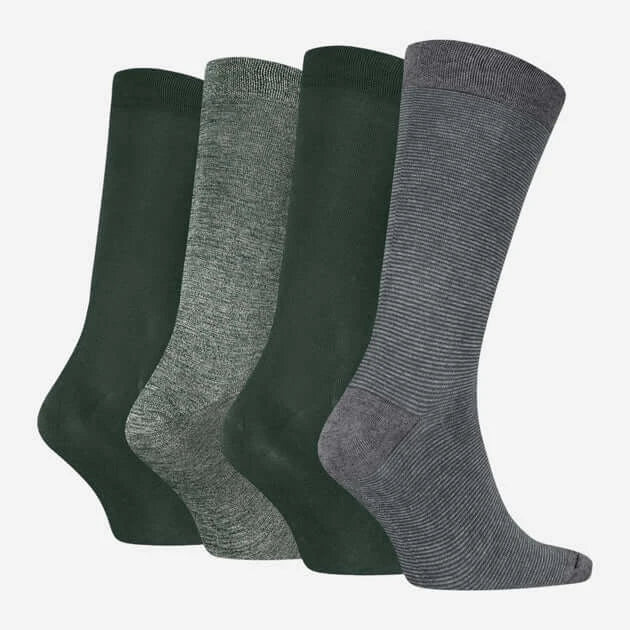 Calvin Klein 4 Pack Crew Socks Gift Box | Green & Grey Men’s Socks UK 6.5–11