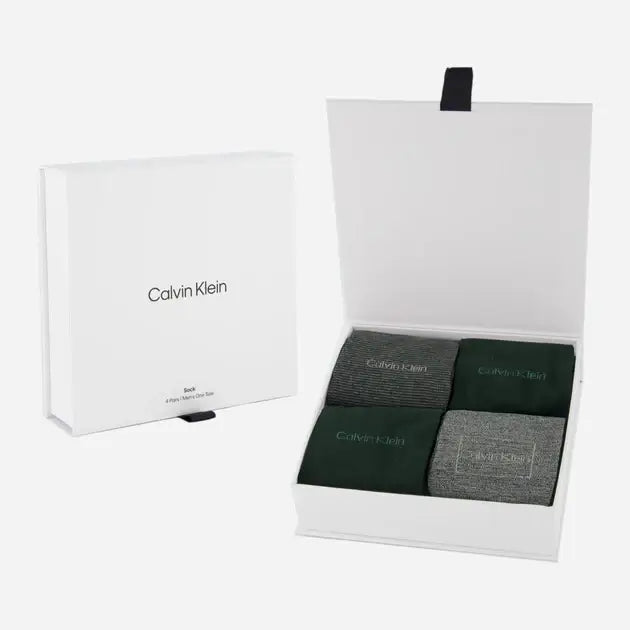 Calvin Klein 4 Pack Crew Socks Gift Box | Green & Grey Men’s Socks UK 6.5–11