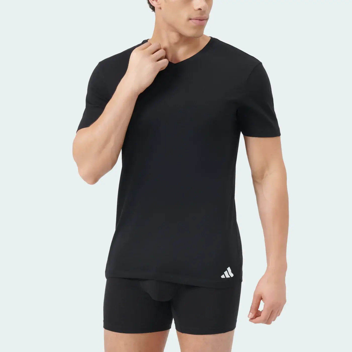 Adidas Men’s 3-Pack Active Core Cotton V-Neck T-Shirts - Heather Grey/Black/White