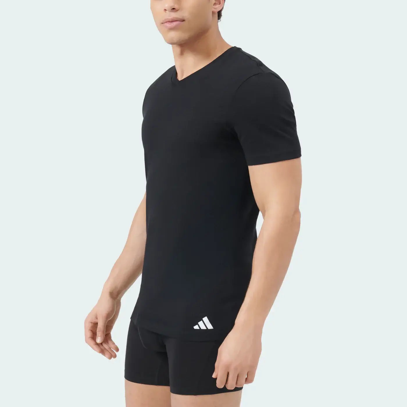 Adidas Men’s 3-Pack Active Core Cotton V-Neck T-Shirts - Heather Grey/Black/White