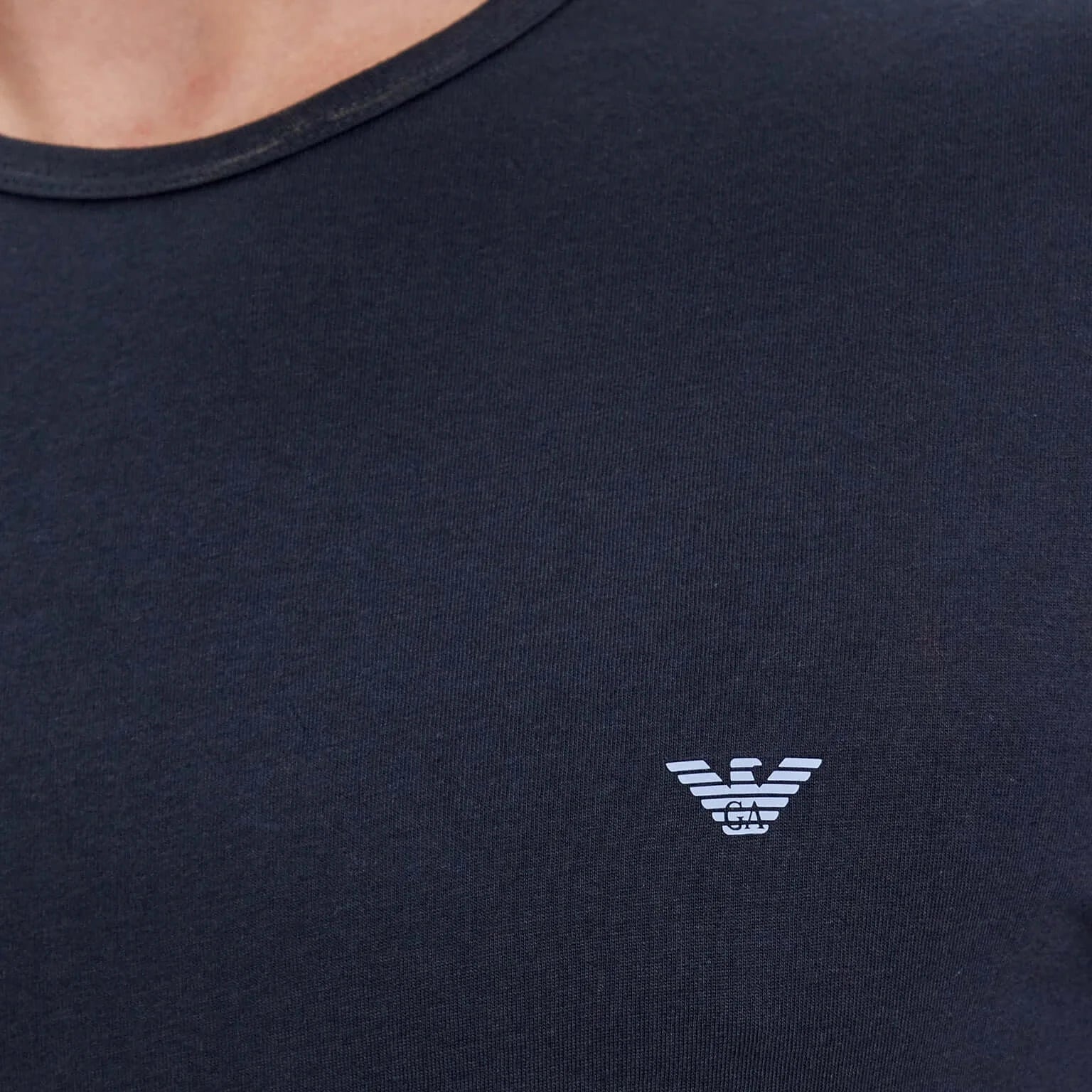 Emporio Armani 2 Pack Lounge Crew 100% Cotton T-Shirts - Navy Blue