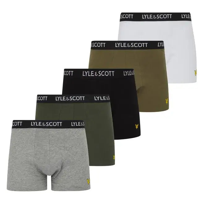 Lyle & Scott 5 Pack Miller Boxer Shorts – Cotton Stretch Trunks for Men, Multi