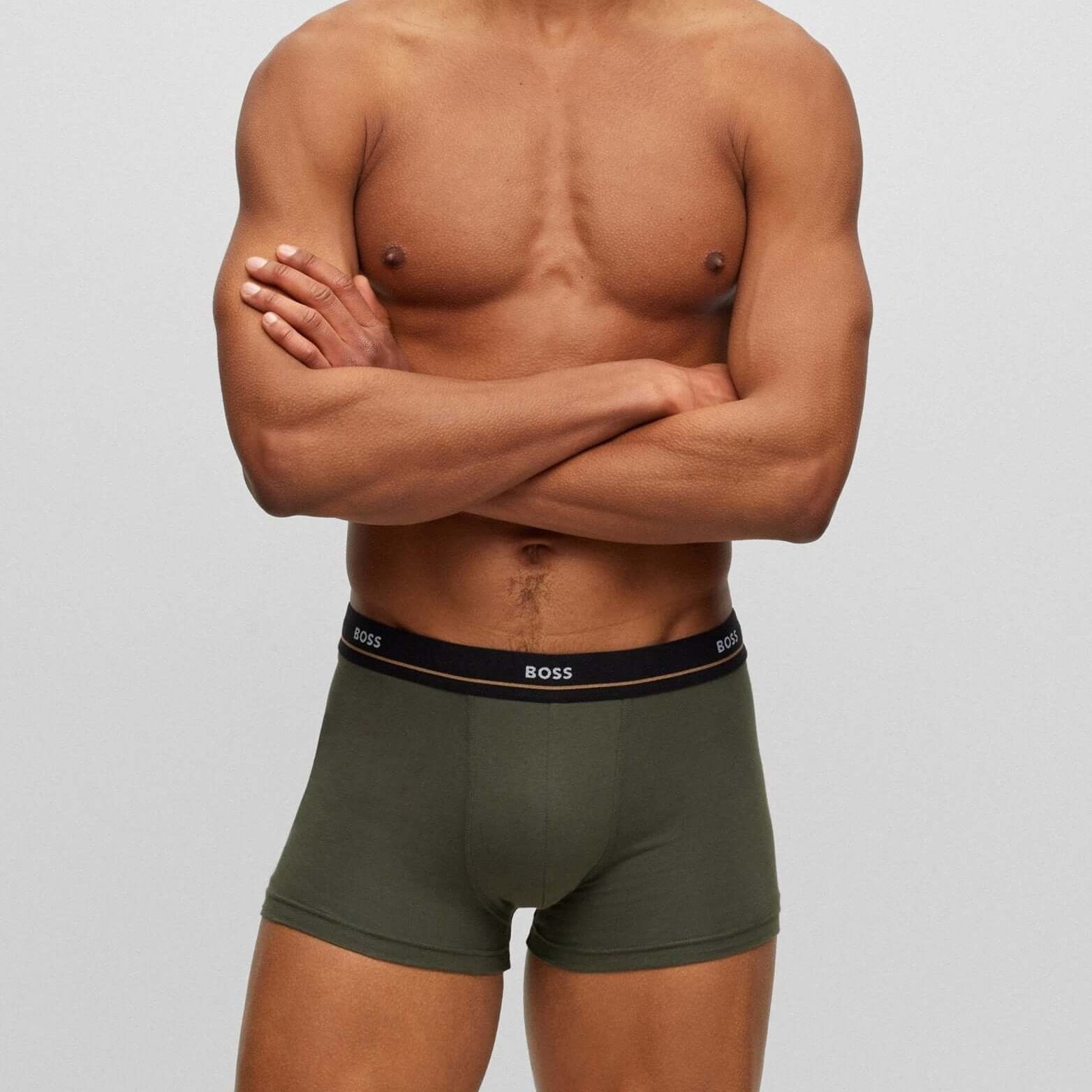 Boss 5 Pack Cotton Stretch Trunks with Logo Waistbands - Yellow