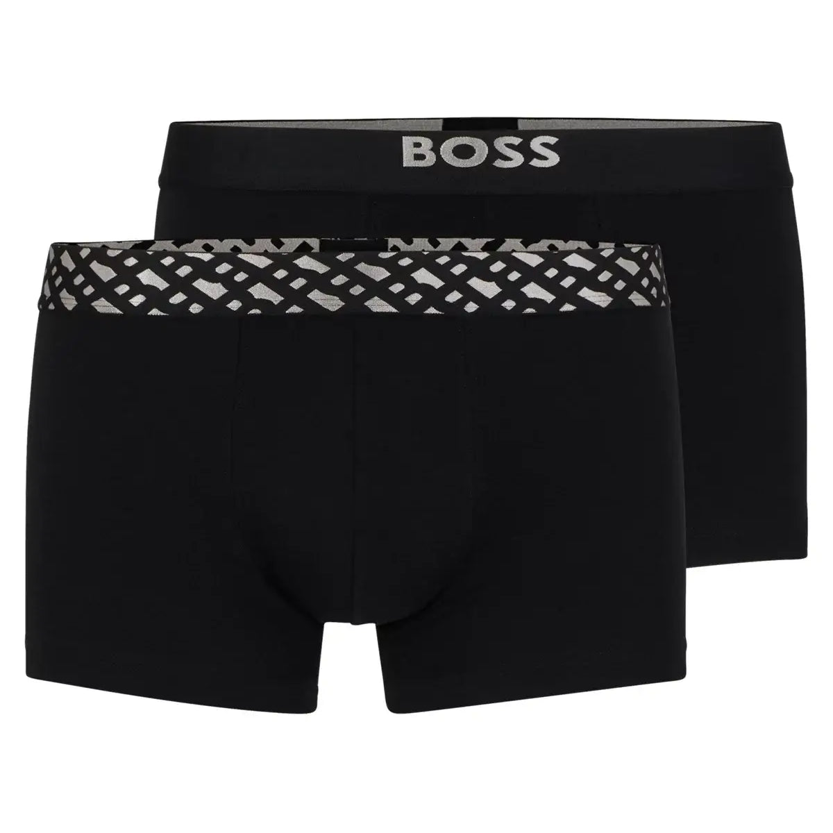 BOSS 2 Pack Metallic Waistbands Cotton Stretch Trunks - (Black) Gift Boxed