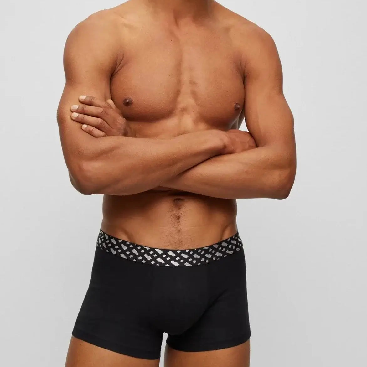 BOSS 2 Pack Metallic Waistbands Cotton Stretch Trunks - (Black) Gift Boxed