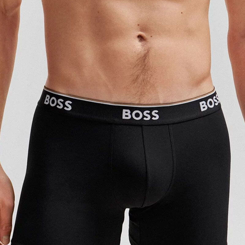 Boss 3 Pack of Stretch Cotton Power Boxer Briefs - Black/Red
