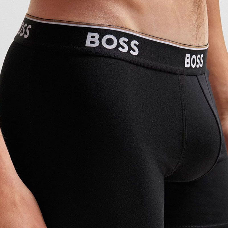 Boss 3 Pack of Stretch Cotton Power Boxer Briefs - Black/Red