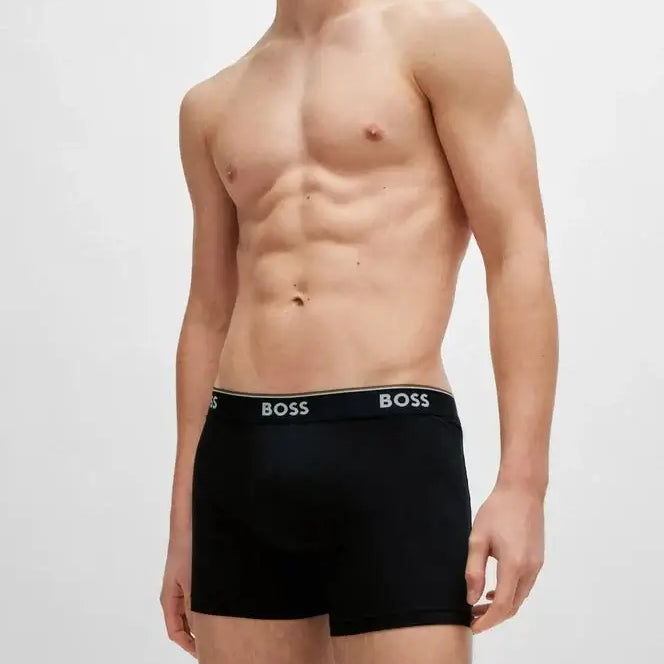 Boss 3 Pack of Stretch Cotton Boxer Briefs - Black/Blue/Khaki
