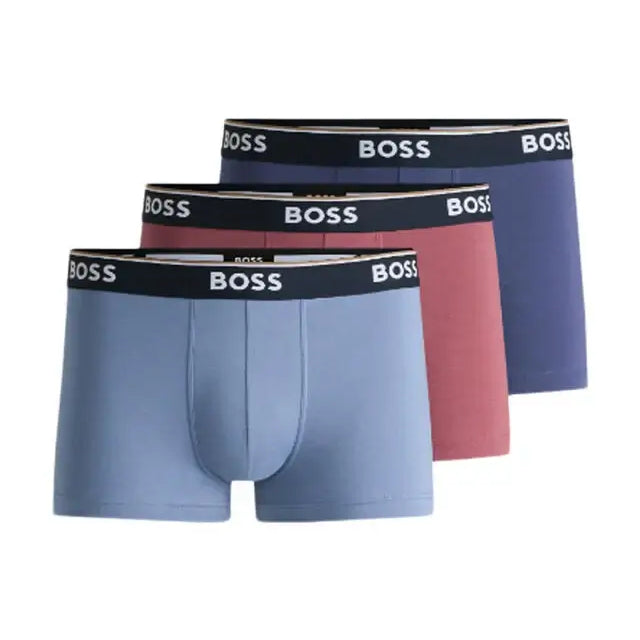 Boss 3 Pack of Stretch-Cotton Power Boxer Trunks - Blue/Navy/Red