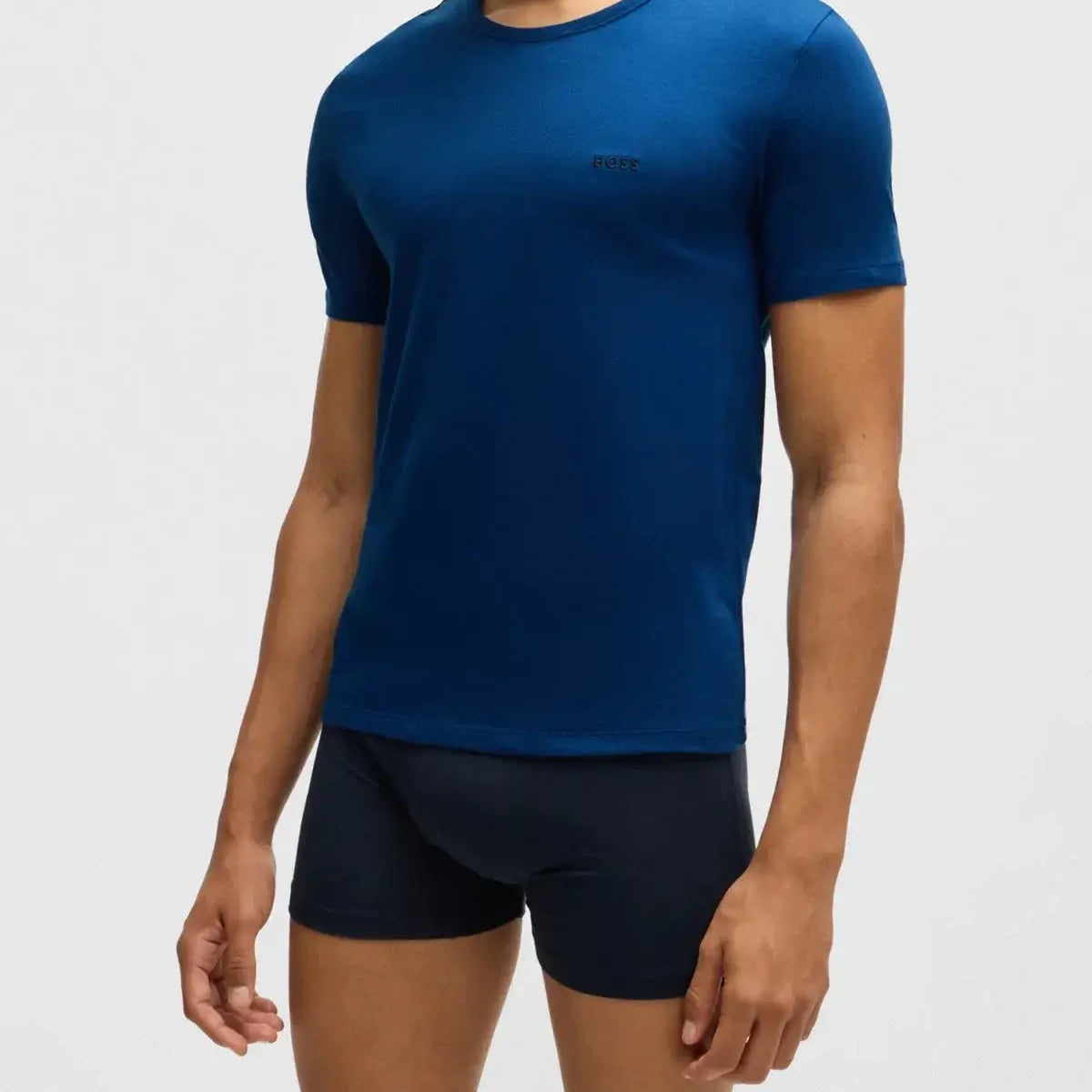 Boss 3 Pack Cotton Underwear T-Shirts With Logo Embroidered - Black / Blue