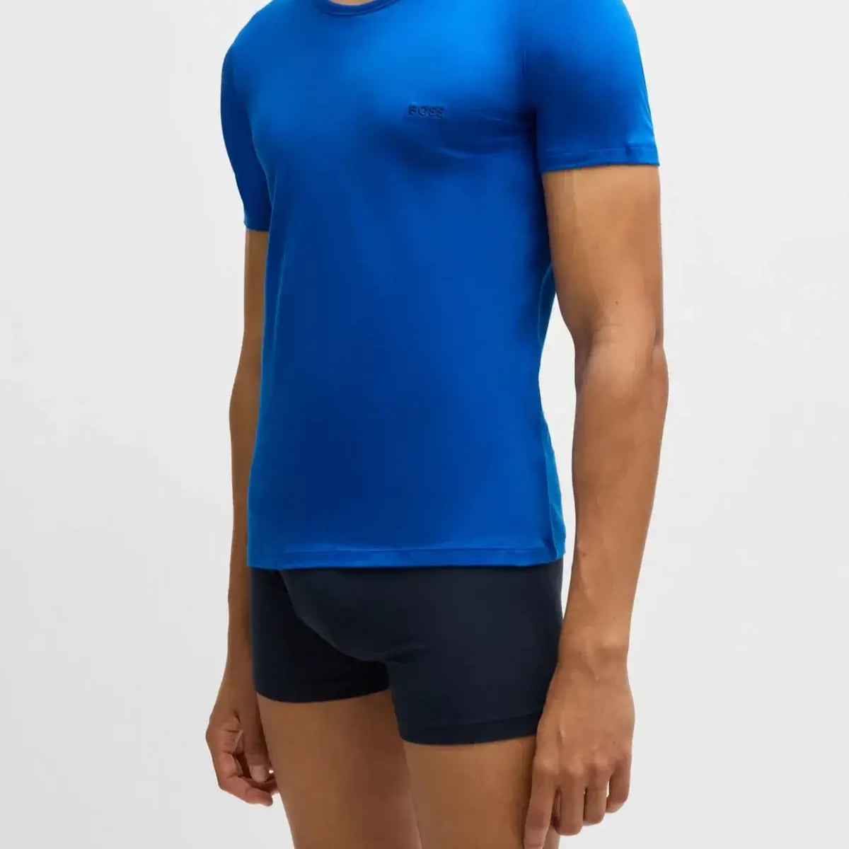 Boss 3 Pack Cotton Underwear T-Shirts With Logo Embroidered - Black / Blue