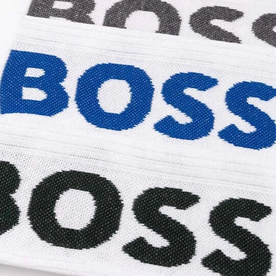 Boss 3 Pack QS Rib Logo Socks - White