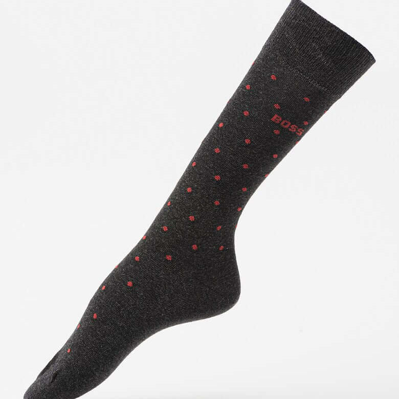 Boss 2 Pack Mini Dots Cotton Blend Socks - Red Dots