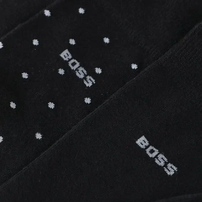Boss 2 Pack Mini Dots Cotton Blend Socks - Black