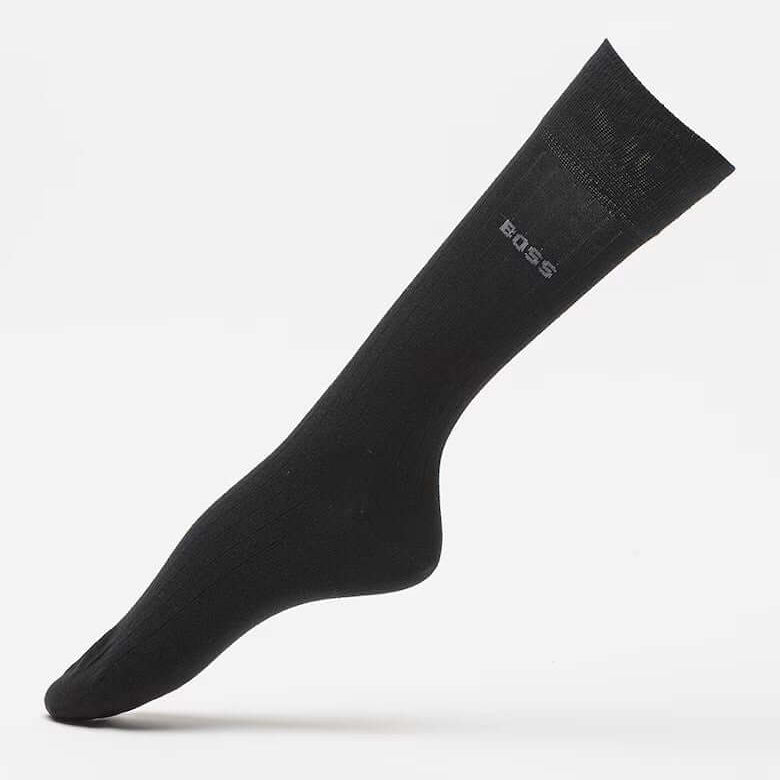 Boss 3 Pack Fine Rib Crew Socks - Black / Grey / Charcoal