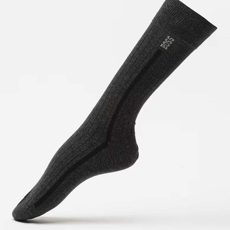 Boss 3 Pack Fine Rib Crew Socks - Black / Grey / Charcoal