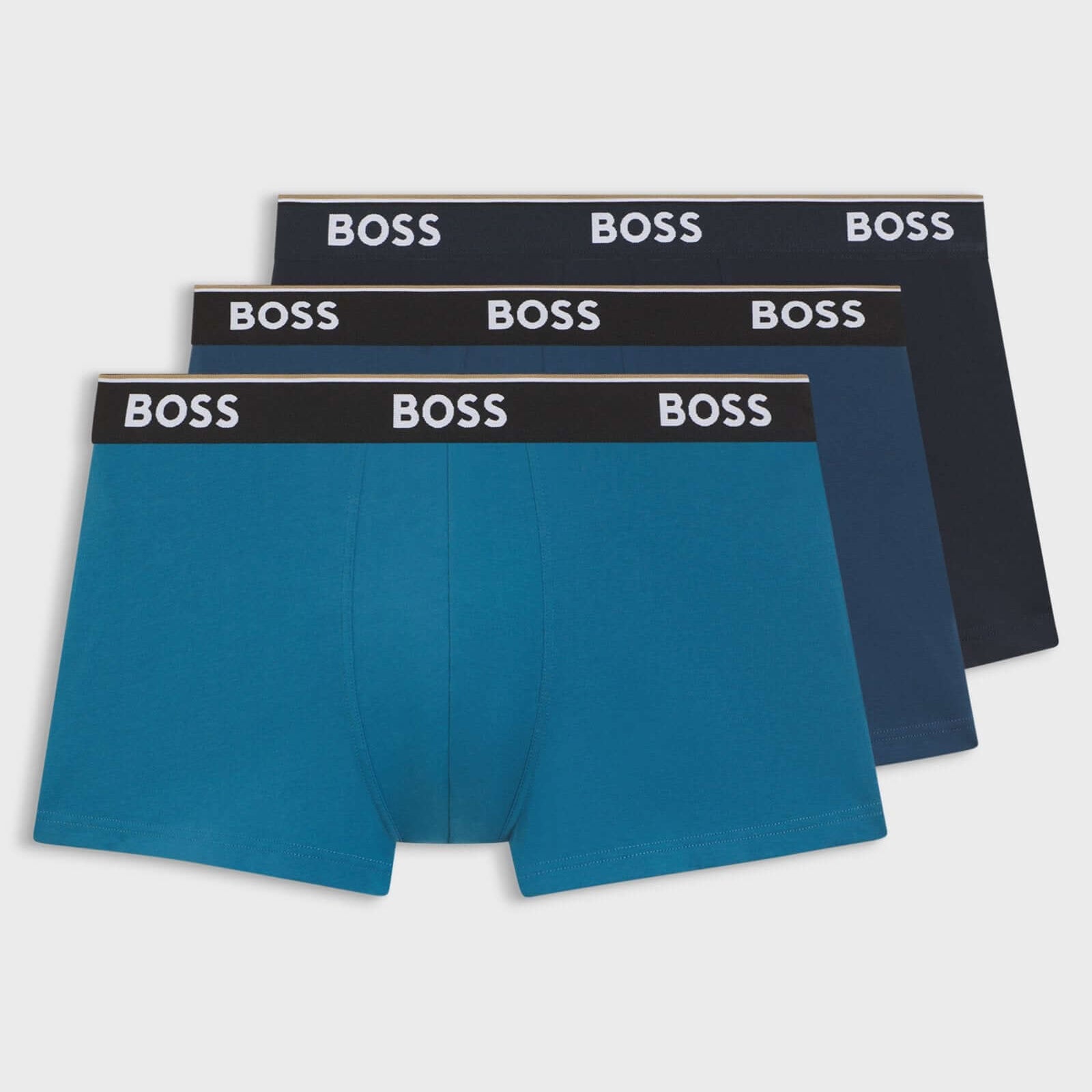 BOSS 3-Pack Stretch Cotton Trunks – Blue/Black/Bright Blue