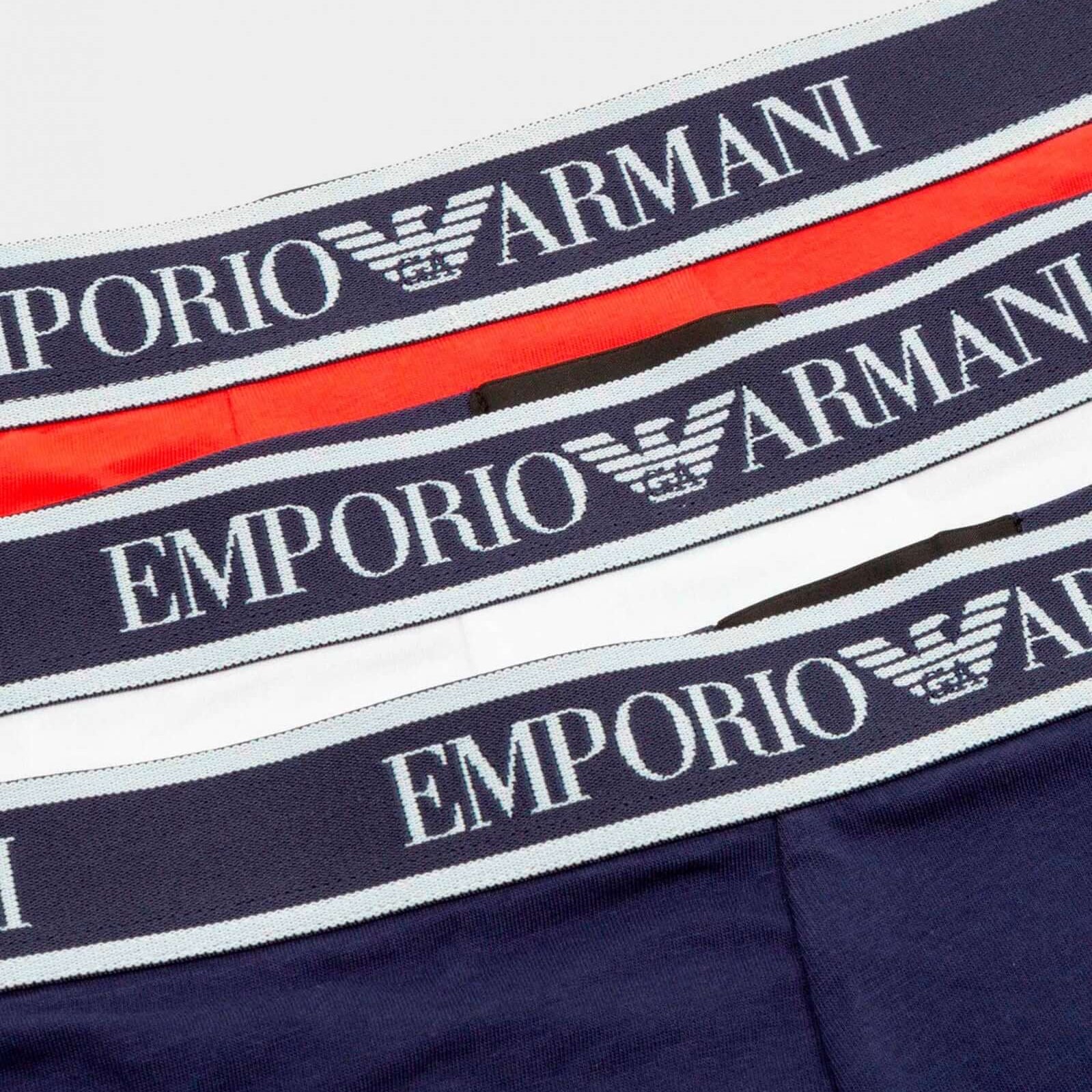 Emporio Armani 3 Pack Boxers - Stretch Cotton - Navy/White/Red