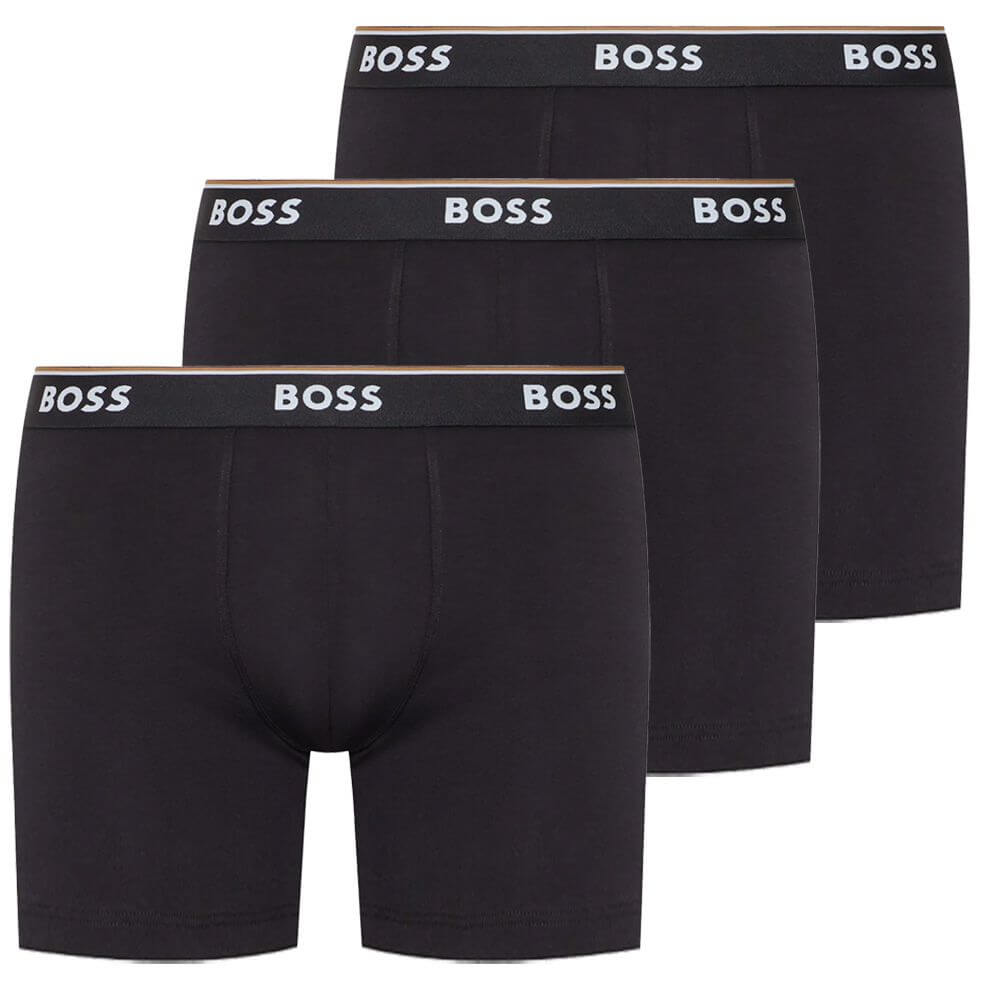 BOSS Men's Long Boxer Briefs – 3 Pack, Black | Stretch Cotton Underwear