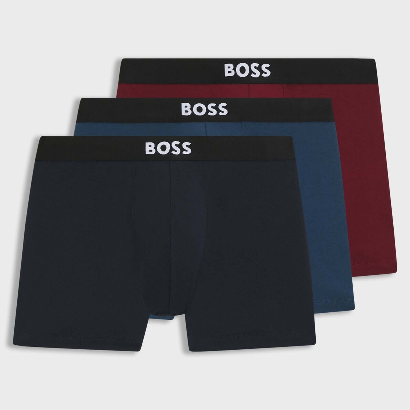 BOSS 3-Pack Stretch Cotton Boxer Briefs – Blue, Red, Black
