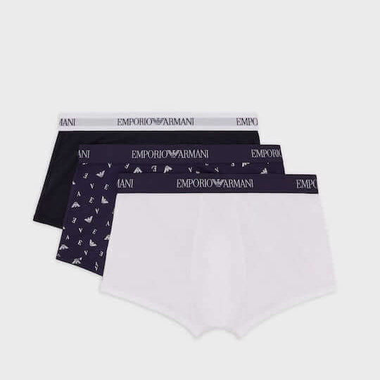 Emporio Armani 3 pack 100% Cotton Boxers - Navy/Black/White