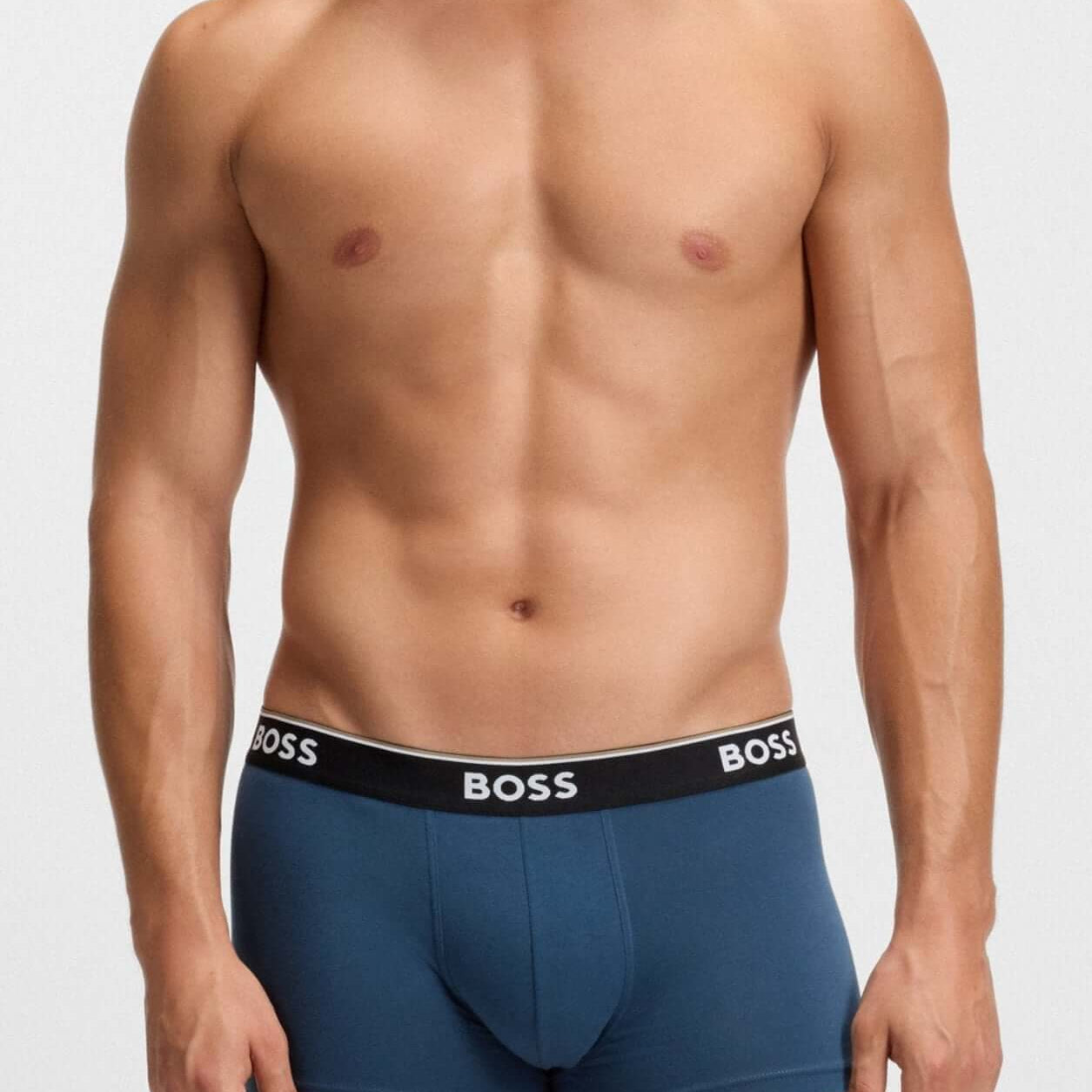 BOSS 3-Pack Stretch Cotton Trunks – Blue/Black/Bright Blue