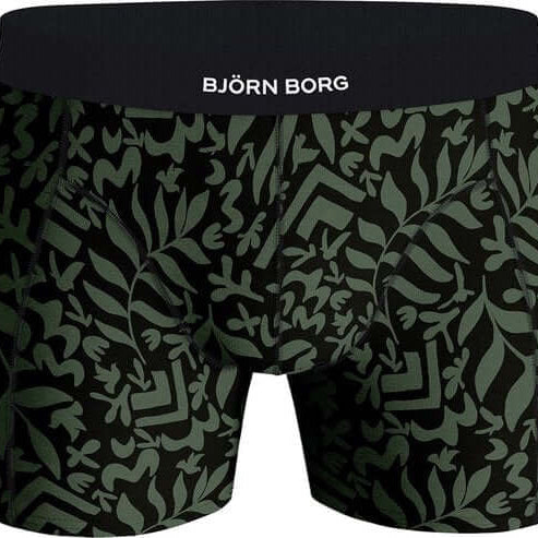 Bjorn Borg Premium Cotton Stretch 2 Pack Boxer - Green Print / Black