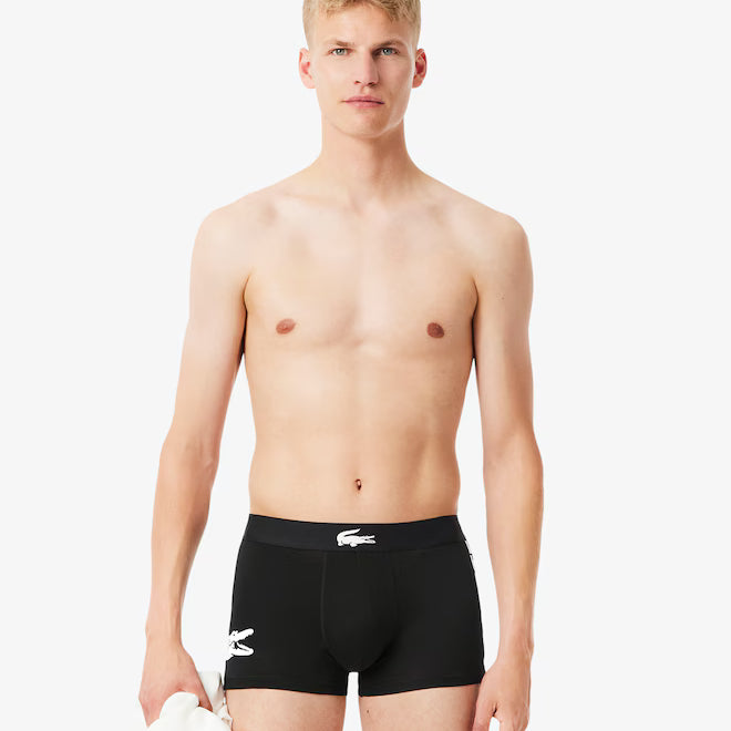 Lacoste Men's 3-Pack Stretch Cotton Trunks - Black Print Underwear