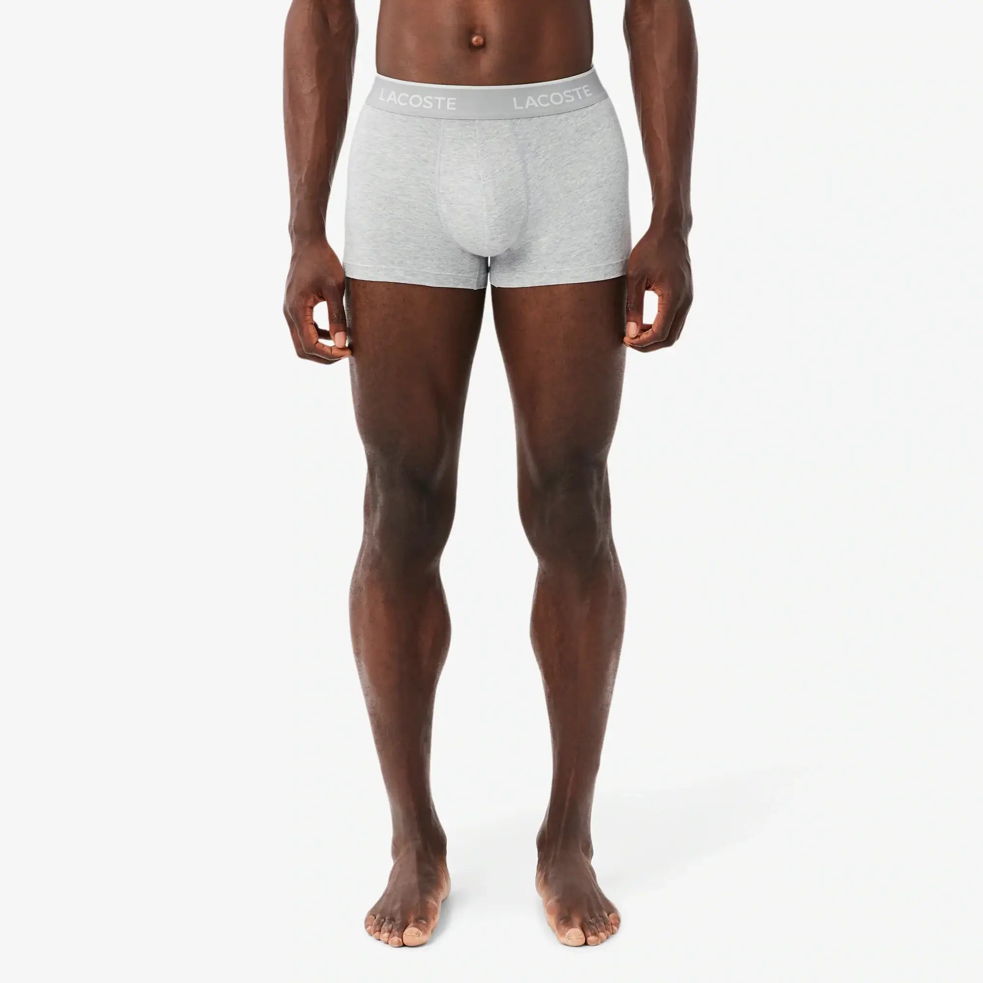 Lacoste Men’s Trunks Black, Grey, White – Stretch Cotton Logo Waistband Underwear