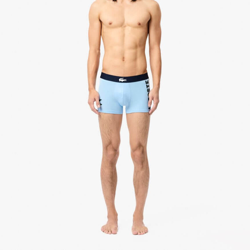 Lacoste Men’s Mismatched Stretch Cotton Trunk 3-Pack - Blue / Green / Navy Blue