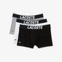 Lacoste 3 Pack Casual Boxer Trunks - Black / White / Grey Chine • NUA